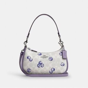NWT Coach Outlet Teri Shoulder Bag In Signature Canvas With Blueberry Print
